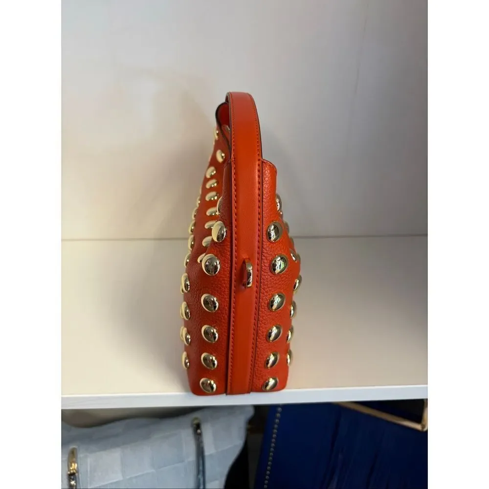 Michael Kors Ember Small Peppled Leather Embellished Messenger Bag